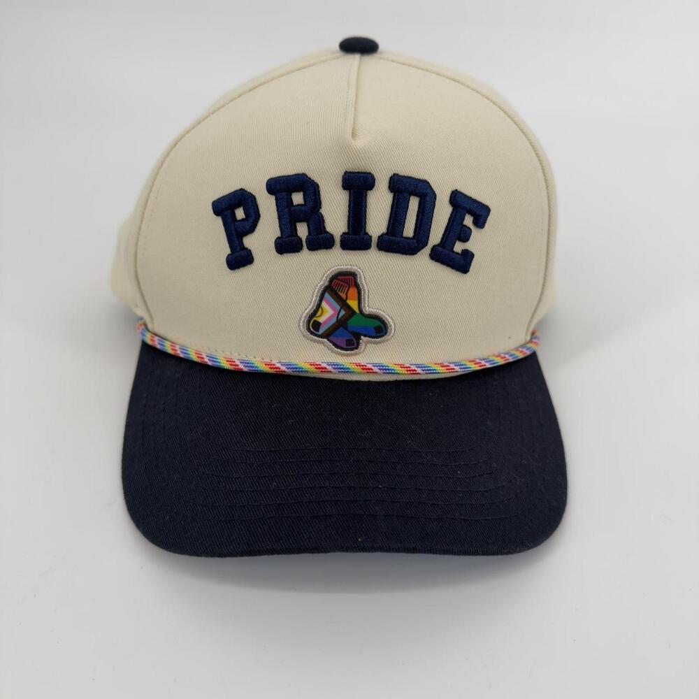 Red Sox Pride Snapback Hat Rainbow Cord Graphic Underbrim Baseball Cap